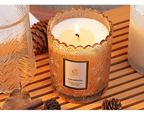 Lace Embossed Scented Candle Cup Soy Wax Glass Cup Home Bedroom Living Room Air Fresh Fragrance Ornaments