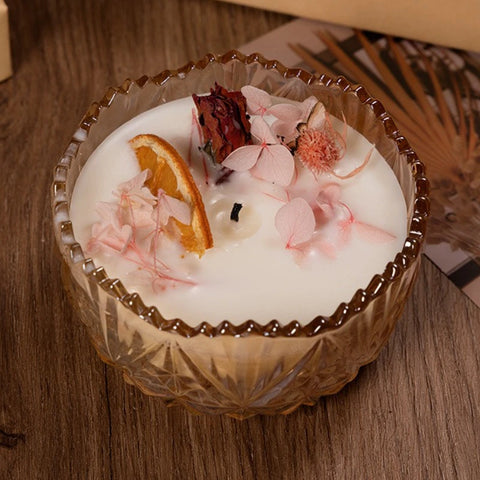 Scented Candle Gift Set with Dried Flower Bouquet Decorative Glass Jar Aromatherapy Candles for Women Birthday Christmas Present