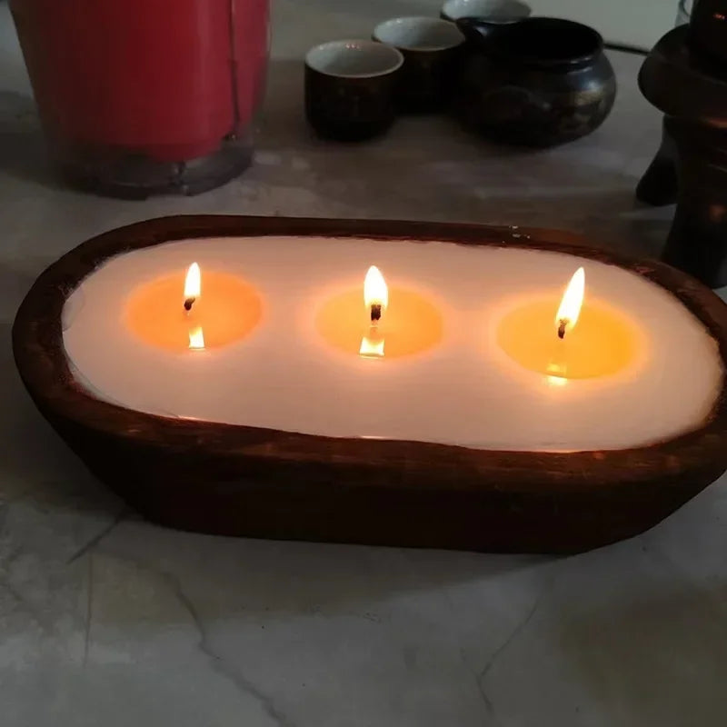 Handmade paulownia wooden tray christmas wooden candle holder