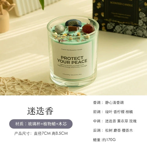 1 pc Crystal-Cut Glass Candle Romantic Soy Wax Scented Gift for Birthday & Home Decor, Luxury Guest Present