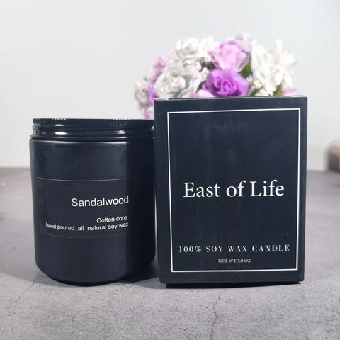 7x 9cm Black Cup Wax Handmade Smokeless Soy Wax Frosted Glass Cup Aromatherapy Candle Sandalwood Lavender Cedar Fragrance Gift