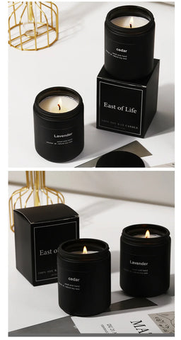 7x 9cm Black Cup Wax Handmade Smokeless Soy Wax Frosted Glass Cup Aromatherapy Candle Sandalwood Lavender Cedar Fragrance Gift