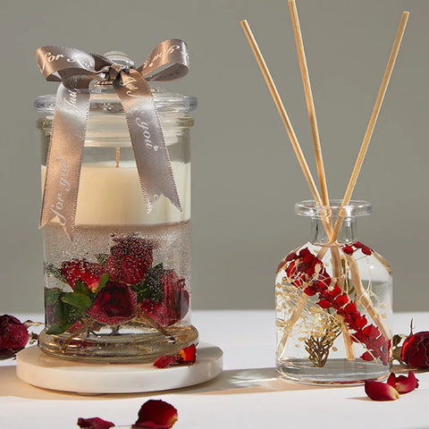 Handmade Aroma Candle Gift Box Dried Flower Fragrance Essential Oil Accompanying Gift Birthday Christmas Gift Holiday Decoration