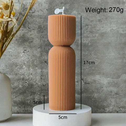 Decorative Cylindrical scented candle twist stripe  home ornament  geometric art Restaurant Hotel decoration