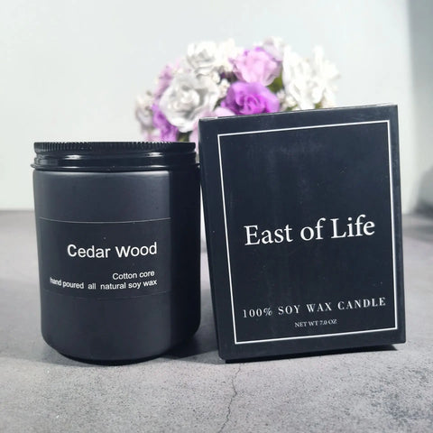 7x 9cm Black Cup Wax Handmade Smokeless Soy Wax Frosted Glass Cup Aromatherapy Candle Sandalwood Lavender Cedar Fragrance Gift