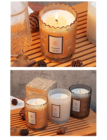 Lace CupHome Use For Bedroom Aromatherapy Candle To Aid Sleep Lace Glass Cup Soy Wax Candle Gift Romatherapy Candle Long-lasting