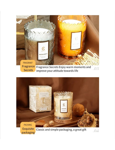 Lace CupHome Use For Bedroom Aromatherapy Candle To Aid Sleep Lace Glass Cup Soy Wax Candle Gift Romatherapy Candle Long-lasting