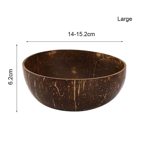3 Sizes Natural Coconut Shell Bowl Coconut Bowl Wooden Bowls Light Food Container Fruit Salad Milkshake Dessert Bowl