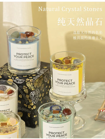 1 pc Crystal-Cut Glass Candle Romantic Soy Wax Scented Gift for Birthday & Home Decor, Luxury Guest Present