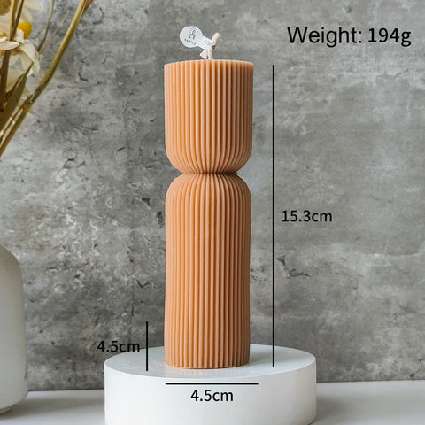 Decorative Cylindrical scented candle twist stripe  home ornament  geometric art Restaurant Hotel decoration