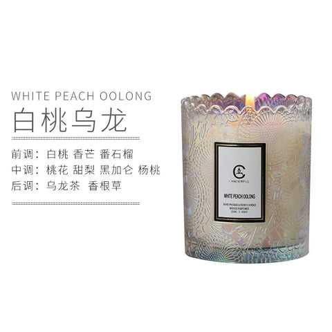 Lace Embossed Scented Candle Cup Soy Wax Glass Cup Home Bedroom Living Room Air Fresh Fragrance Ornaments