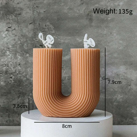 Decorative Cylindrical scented candle twist stripe  home ornament  geometric art Restaurant Hotel decoration