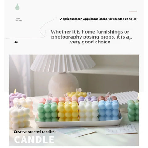 1Pc Bubble Cube Shaped Candle Handmade Scented Candle Aromatherapy Soy Wax Candle Home Decoration Wedding Birthday Party Candles