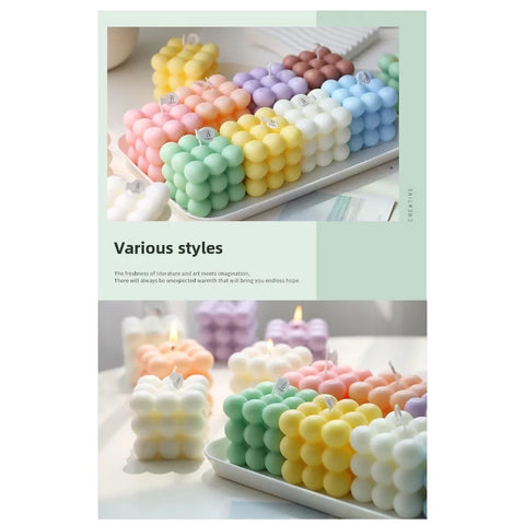 1Pc Bubble Cube Shaped Candle Handmade Scented Candle Aromatherapy Soy Wax Candle Home Decoration Wedding Birthday Party Candles
