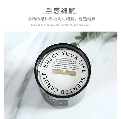 Gloss Black Glass Jar with Bow - Smokeless Soy Wax Candle in Romantic Gift Box, Luxury Scented Candle for Home Decor