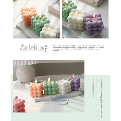 1Pc Bubble Cube Shaped Candle Handmade Scented Candle Aromatherapy Soy Wax Candle Home Decoration Wedding Birthday Party Candles