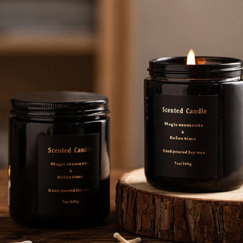 1pc Scented Candles, Black Glass Jar Western Classic Dinner Props, Photography Anniversary Birthday Gift