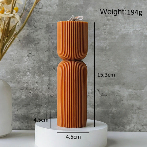Decorative Cylindrical scented candle twist stripe  home ornament  geometric art Restaurant Hotel decoration