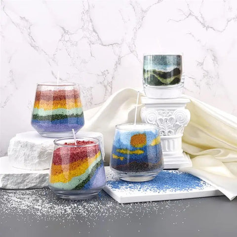 500g Colorful Sand Wax Particle Smokeless Layered Material DIY Sand Painting Wax Handmade Aromatherapy Candle Sand Wax
