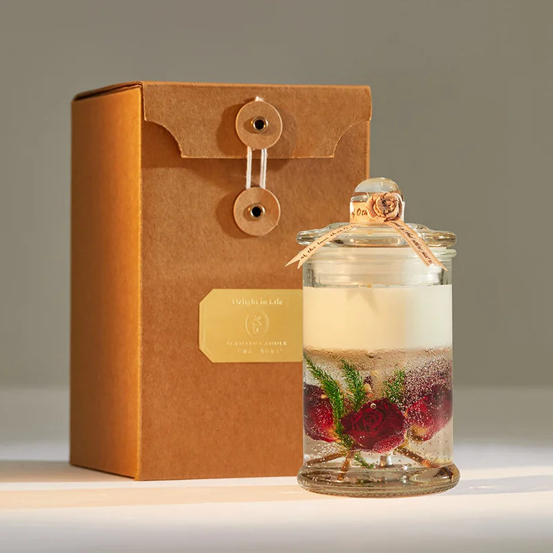 Handmade Aroma Candle Gift Box Dried Flower Fragrance Essential Oil Accompanying Gift Birthday Christmas Gift Holiday Decoration