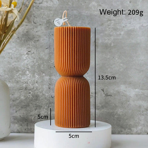 Decorative Cylindrical scented candle twist stripe  home ornament  geometric art Restaurant Hotel decoration
