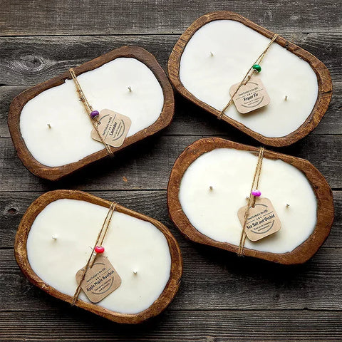 Handmade paulownia wooden tray christmas wooden candle holder