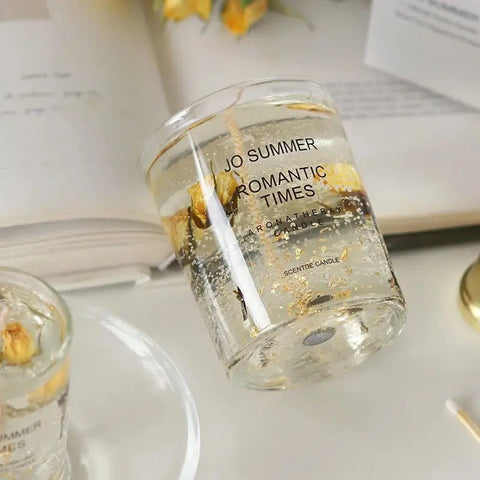Real Flower Jelly Wax Scented Candle Bedroom Essential Oil Scented DIY Crystal Cup Wax with Hand Gift Fragrance