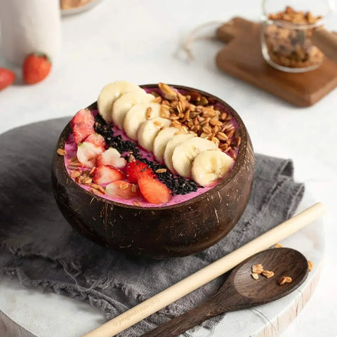 3 Sizes Natural Coconut Shell Bowl Coconut Bowl Wooden Bowls Light Food Container Fruit Salad Milkshake Dessert Bowl