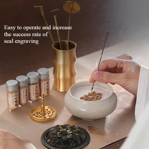 White Porcelain and Brass Incense Set Incense-making Tools Spoon Sandalwood Powder Incense Burner Incense-making Pagoda Gift Box