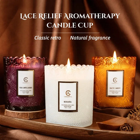 Lace CupHome Use For Bedroom Aromatherapy Candle To Aid Sleep Lace Glass Cup Soy Wax Candle Gift Romatherapy Candle Long-lasting
