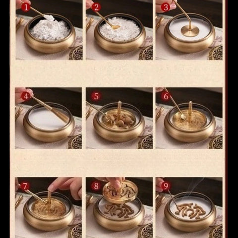 White Porcelain and Brass Incense Set Incense-making Tools Spoon Sandalwood Powder Incense Burner Incense-making Pagoda Gift Box