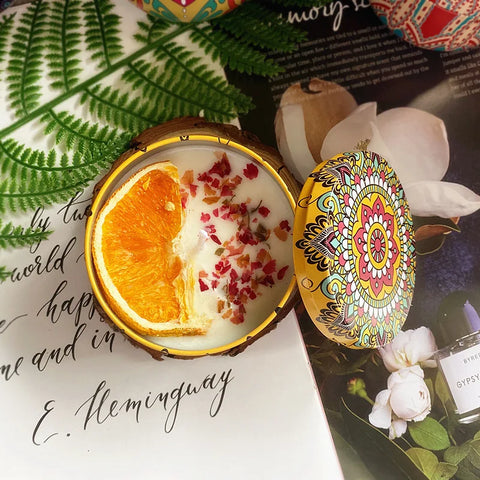 Scented Candles with Iron Box Package Aromatherapy Candle Decoration Home Birthday Wedding Supply