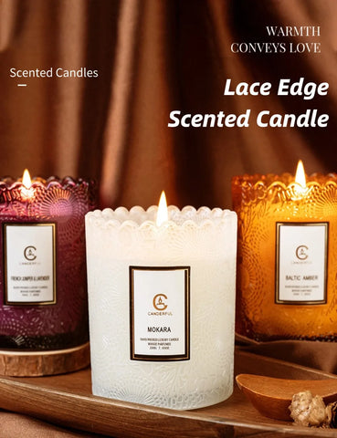 Lace CupHome Use For Bedroom Aromatherapy Candle To Aid Sleep Lace Glass Cup Soy Wax Candle Gift Romatherapy Candle Long-lasting