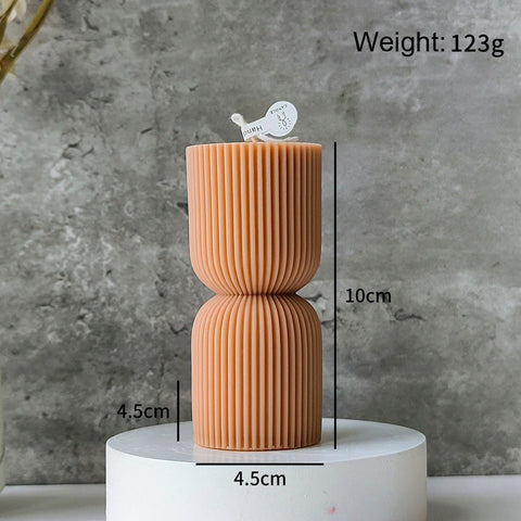 Decorative Cylindrical scented candle twist stripe  home ornament  geometric art Restaurant Hotel decoration