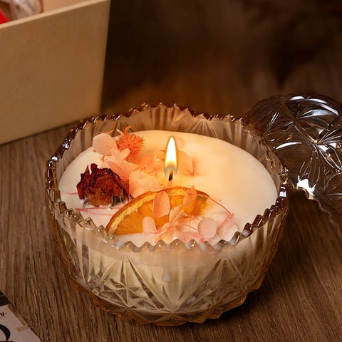 Scented Candle Gift Set with Dried Flower Bouquet Decorative Glass Jar Aromatherapy Candles for Women Birthday Christmas Present