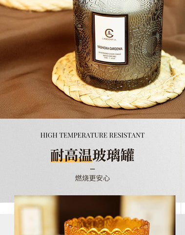 Lace Embossed Scented Candle Cup Soy Wax Glass Cup Home Bedroom Living Room Air Fresh Fragrance Ornaments