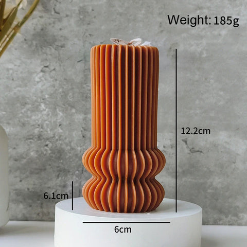 Decorative Cylindrical scented candle twist stripe  home ornament  geometric art Restaurant Hotel decoration
