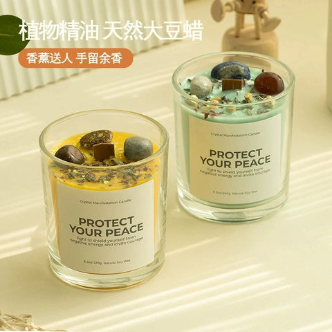 1 pc Crystal-Cut Glass Candle Romantic Soy Wax Scented Gift for Birthday & Home Decor, Luxury Guest Present