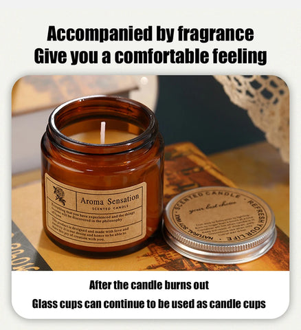 Smokeless Aromatic Scented Candle Handmade Soybean Wax Candles Festival Wedding Birthday Party Gift Glass Cup Home Decoration