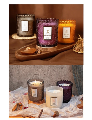 Lace CupHome Use For Bedroom Aromatherapy Candle To Aid Sleep Lace Glass Cup Soy Wax Candle Gift Romatherapy Candle Long-lasting