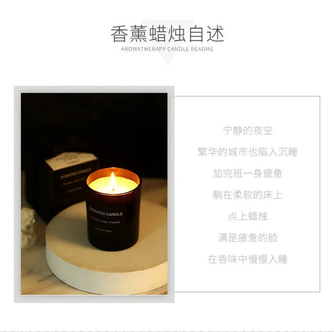 Gloss Black Glass Jar with Bow - Smokeless Soy Wax Candle in Romantic Gift Box, Luxury Scented Candle for Home Decor