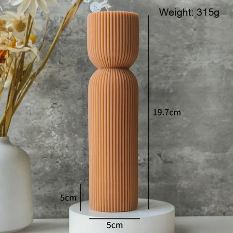 Decorative Cylindrical scented candle twist stripe  home ornament  geometric art Restaurant Hotel decoration