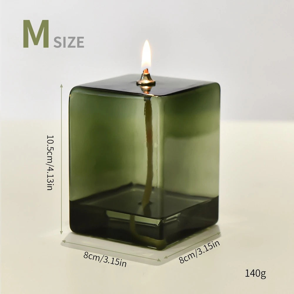 Creative Glass Candle Holder Room Decoration Color Square Candle Holder Home Furnishings Home Desktop Smoke Free Crispy Oil Lamp