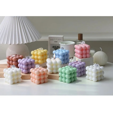 1Pc Bubble Cube Shaped Candle Handmade Scented Candle Aromatherapy Soy Wax Candle Home Decoration Wedding Birthday Party Candles