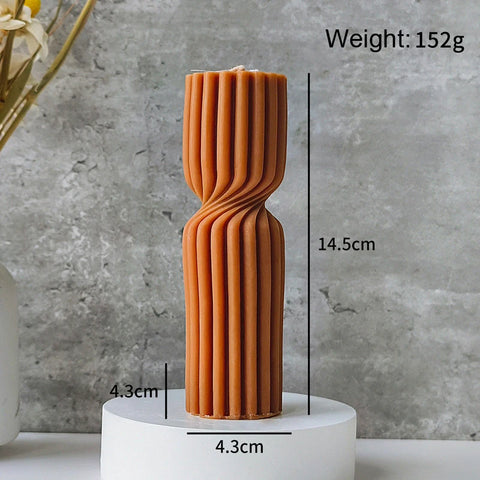 Decorative Cylindrical scented candle twist stripe  home ornament  geometric art Restaurant Hotel decoration