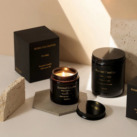 1pc Scented Candles, Black Glass Jar Western Classic Dinner Props, Photography Anniversary Birthday Gift