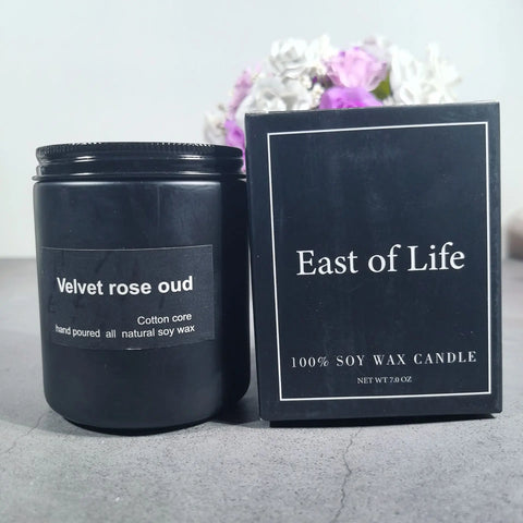 7x 9cm Black Cup Wax Handmade Smokeless Soy Wax Frosted Glass Cup Aromatherapy Candle Sandalwood Lavender Cedar Fragrance Gift