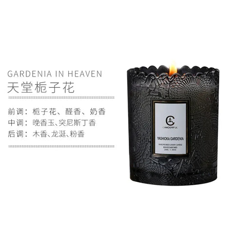 Lace Embossed Scented Candle Cup Soy Wax Glass Cup Home Bedroom Living Room Air Fresh Fragrance Ornaments