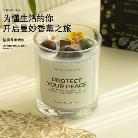 1 pc Crystal-Cut Glass Candle Romantic Soy Wax Scented Gift for Birthday & Home Decor, Luxury Guest Present