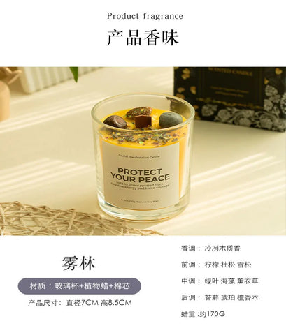 1 pc Crystal-Cut Glass Candle Romantic Soy Wax Scented Gift for Birthday & Home Decor, Luxury Guest Present